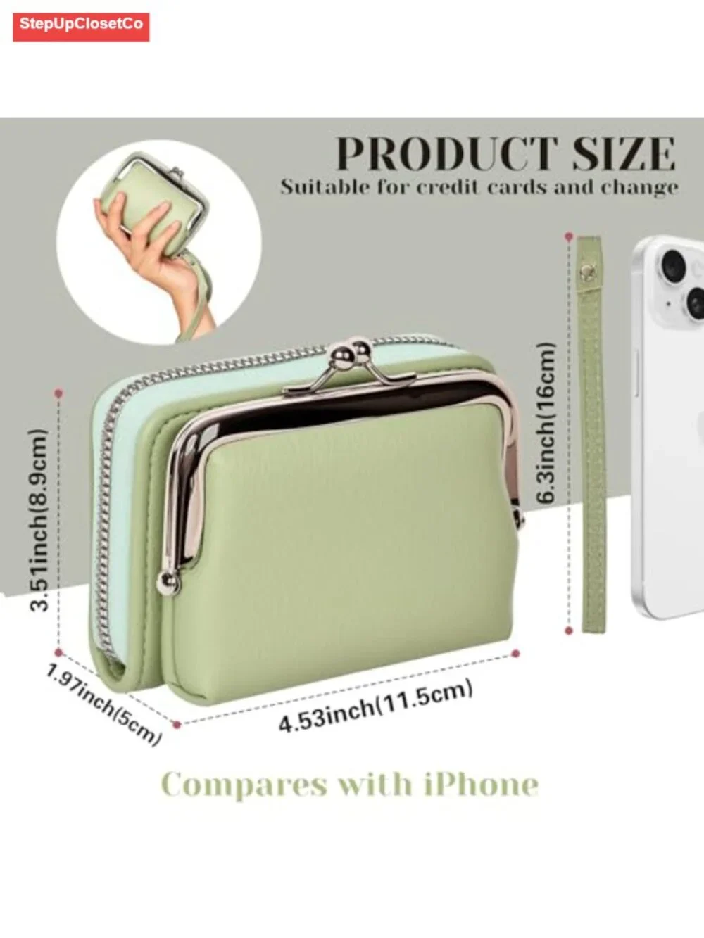 Women's Wristlet Wallet with Detachable Strap - PU Leather Card Holder & Coin